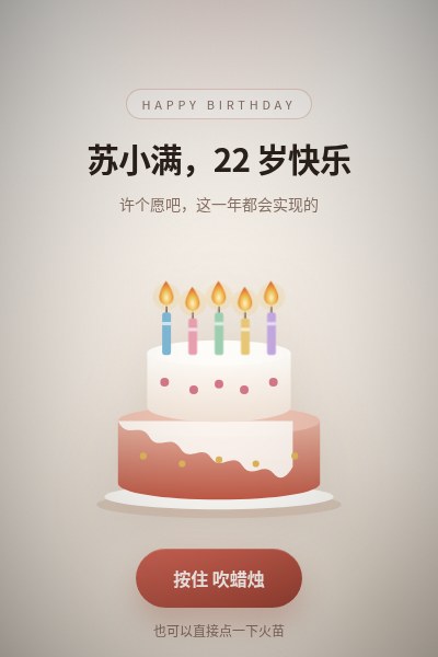 吹蜡烛生日蛋糕